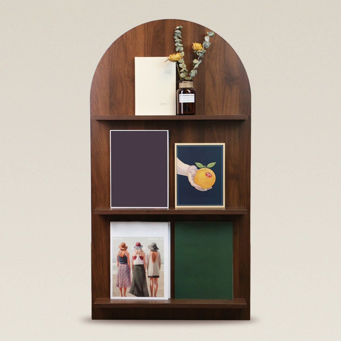 3-Shelf Wood Standard Bookshelf 43.3"H Contemporary Closed Back Bookshelf