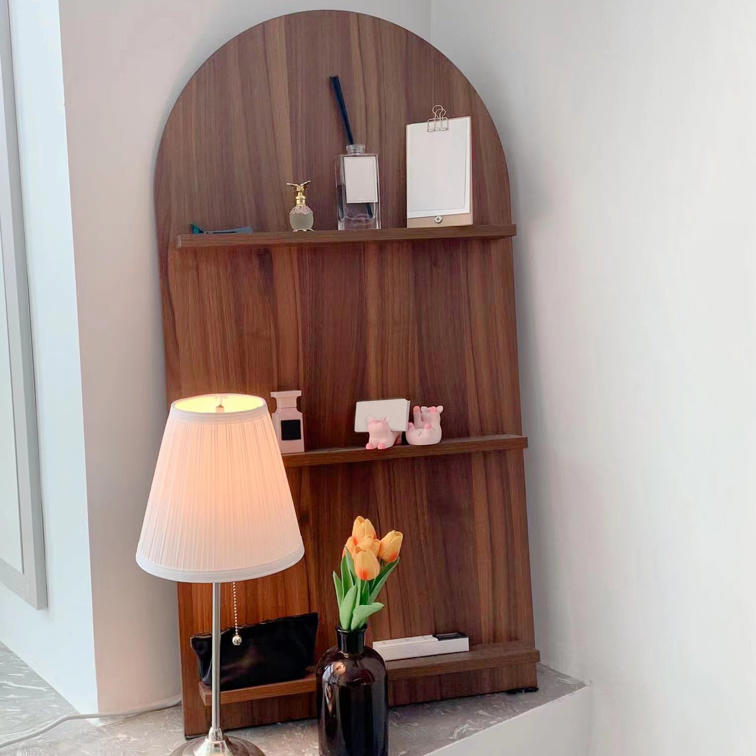 3-Shelf Wood Standard Bookshelf 43.3"H Contemporary Closed Back Bookshelf