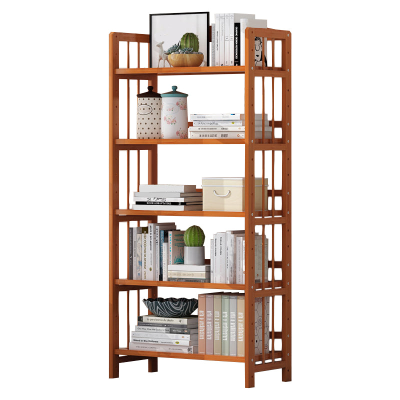 Contemporary Manufactured Wood Etagere Bookshelf Vertical Open Bookcase