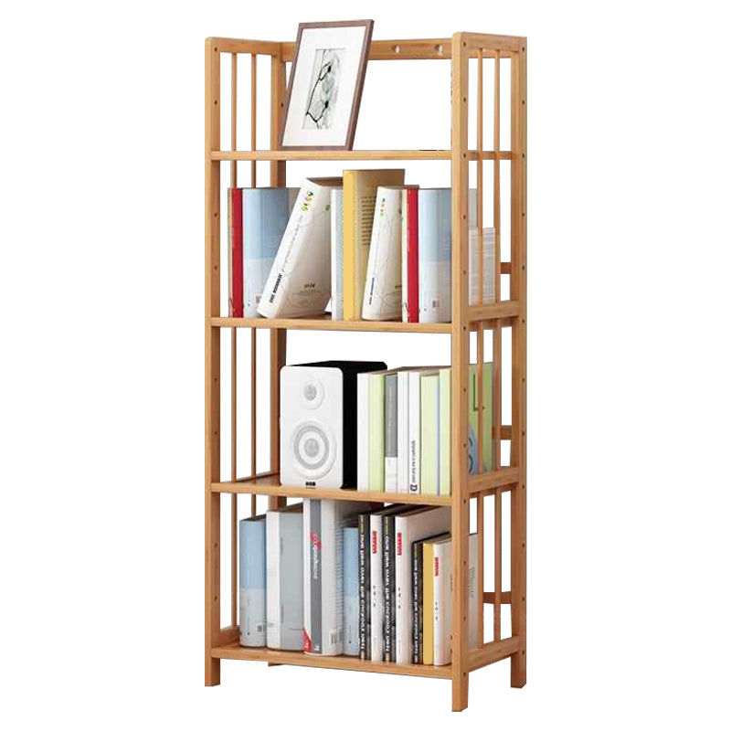 Manufactured Wood Etagere Bookshelf Natural Modern Open Bookcase for Classroom
