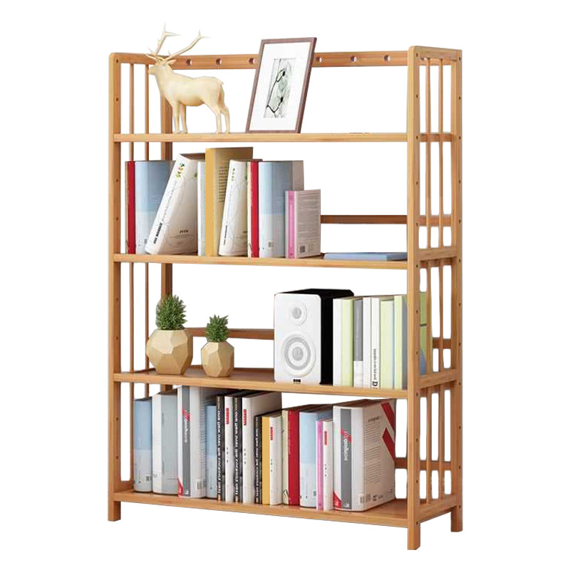 Manufactured Wood Etagere Bookshelf Natural Modern Open Bookcase for Classroom