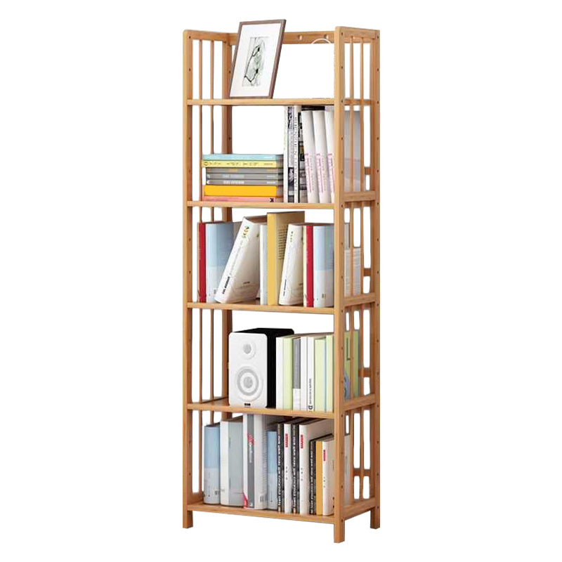 Manufactured Wood Etagere Bookshelf Natural Modern Open Bookcase for Classroom