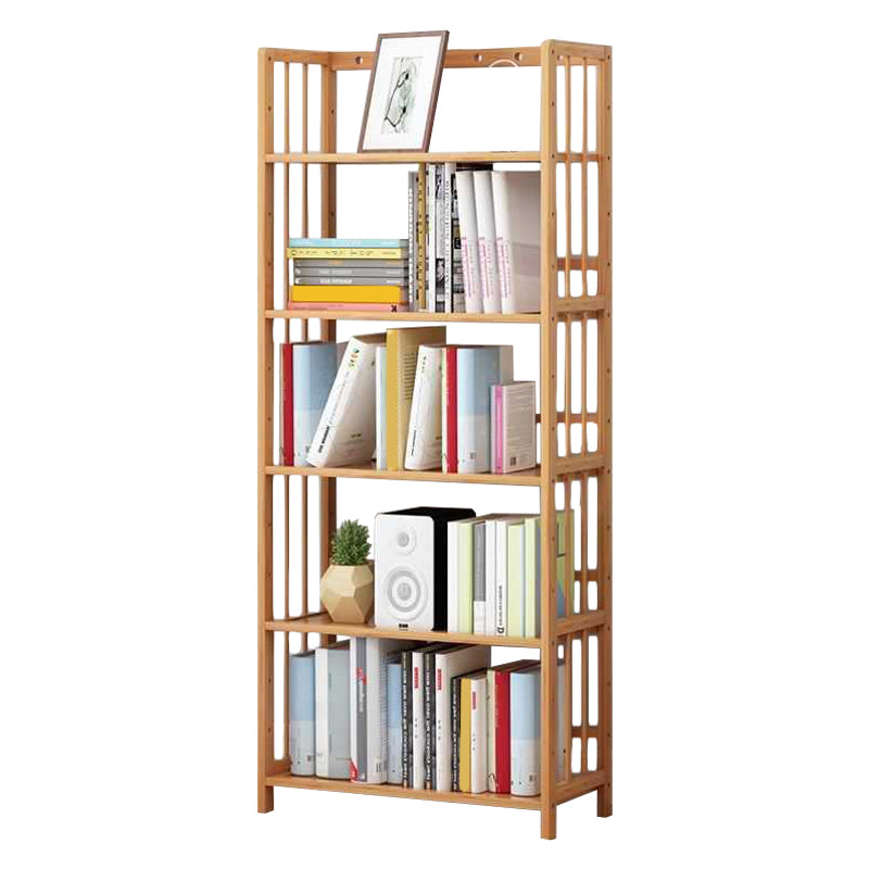 Manufactured Wood Etagere Bookshelf Natural Modern Open Bookcase for Classroom