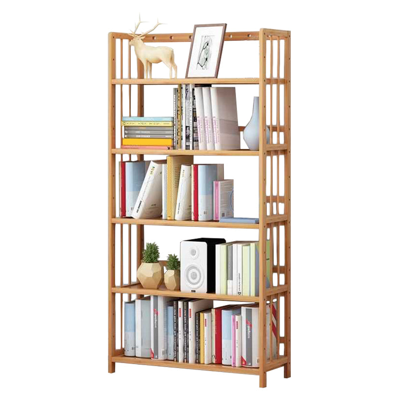 Manufactured Wood Etagere Bookshelf Natural Modern Open Bookcase for Classroom