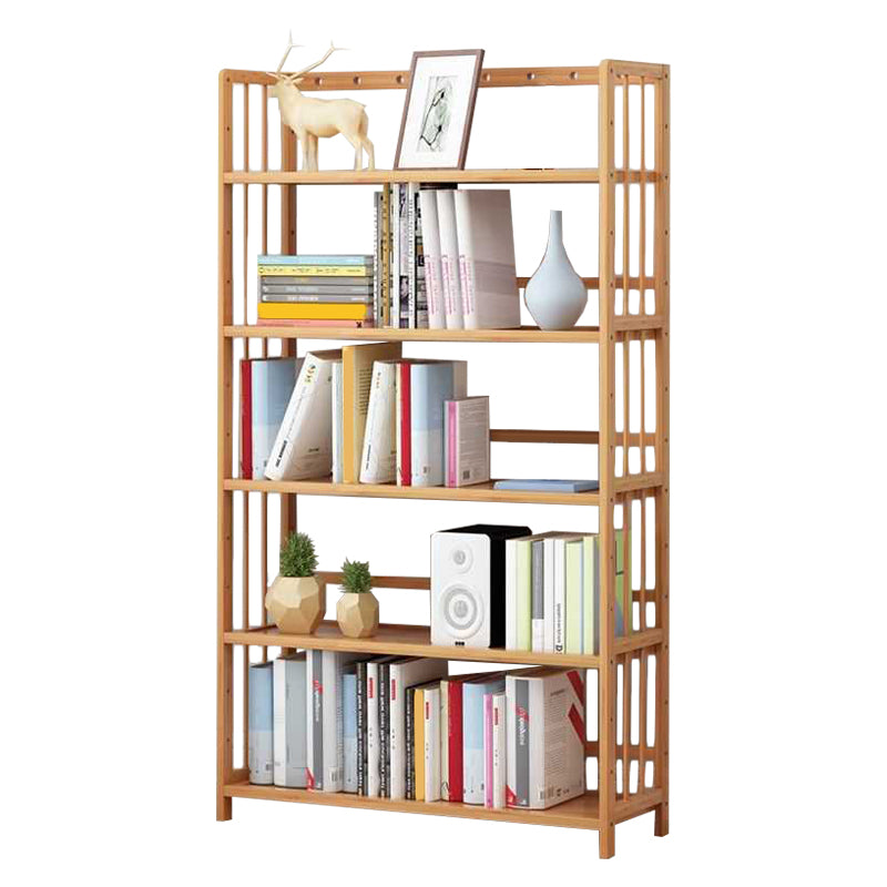 Manufactured Wood Etagere Bookshelf Natural Modern Open Bookcase for Classroom