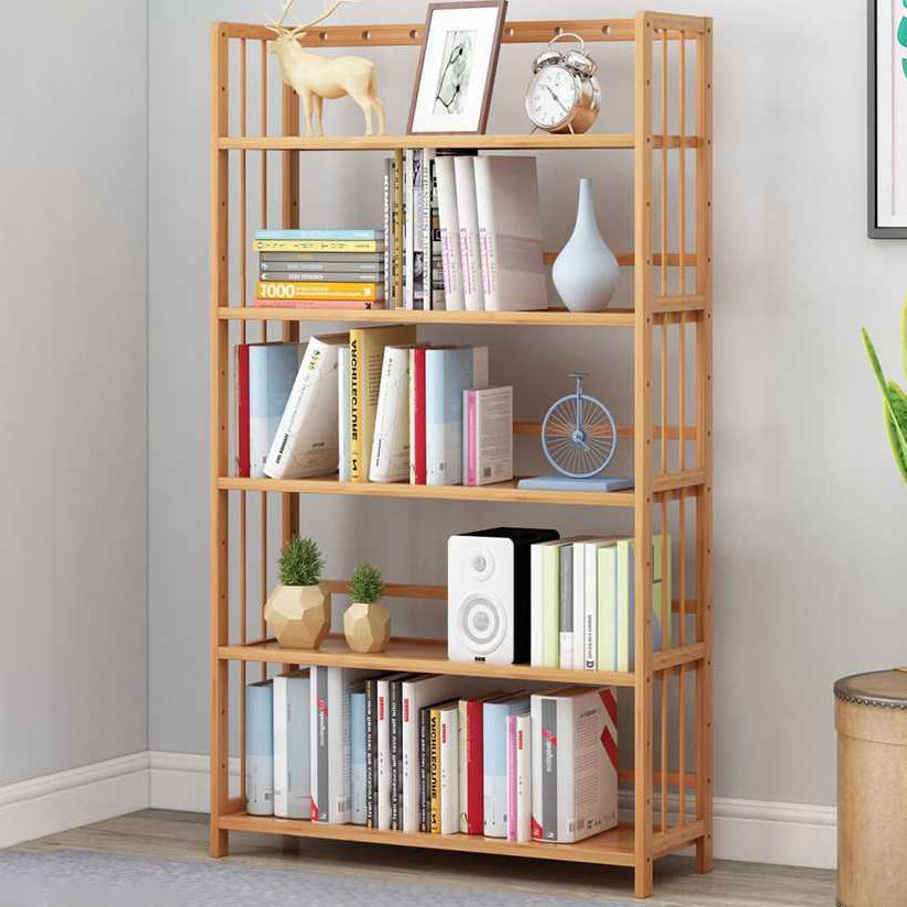 Manufactured Wood Etagere Bookshelf Natural Modern Open Bookcase for Classroom