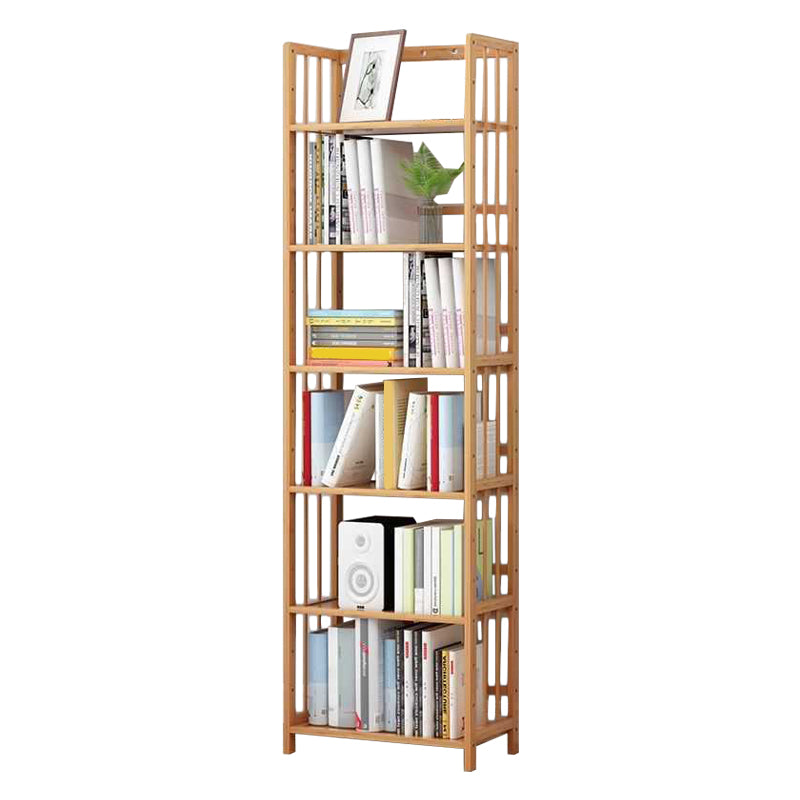 Manufactured Wood Etagere Bookshelf Natural Modern Open Bookcase for Classroom