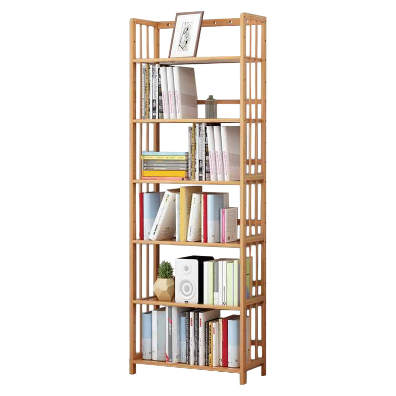 Manufactured Wood Etagere Bookshelf Natural Modern Open Bookcase for Classroom