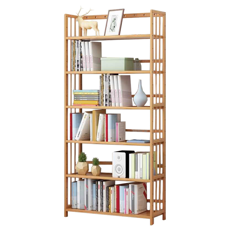 Manufactured Wood Etagere Bookshelf Natural Modern Open Bookcase for Classroom