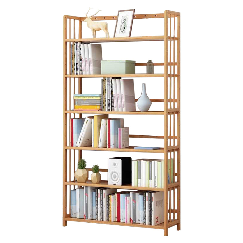 Manufactured Wood Etagere Bookshelf Natural Modern Open Bookcase for Classroom