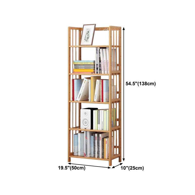 Manufactured Wood Etagere Bookshelf Natural Modern Open Bookcase for Classroom