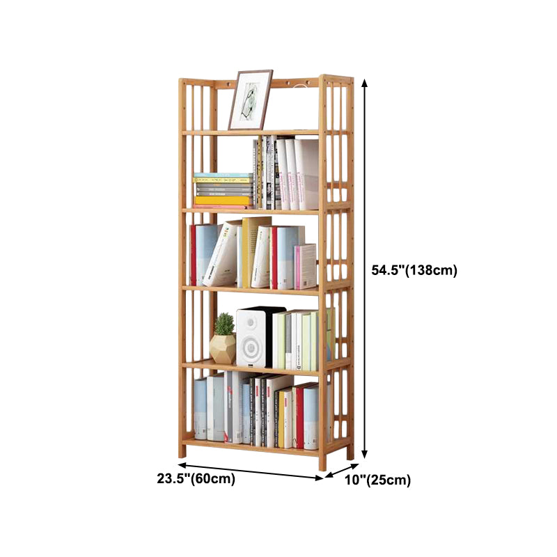 Manufactured Wood Etagere Bookshelf Natural Modern Open Bookcase for Classroom