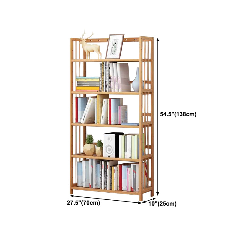 Manufactured Wood Etagere Bookshelf Natural Modern Open Bookcase for Classroom