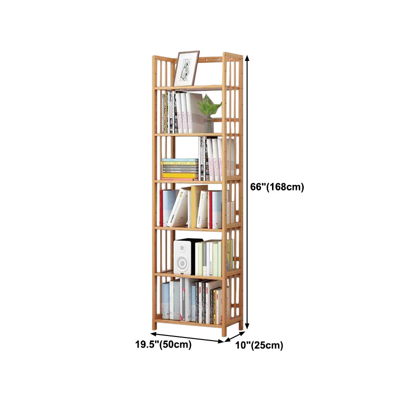 Manufactured Wood Etagere Bookshelf Natural Modern Open Bookcase for Classroom