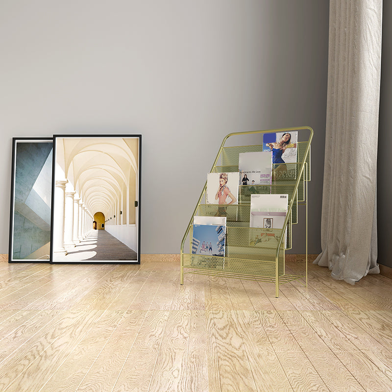 Closed Back Iron Ladder Bookshelf Contemporary Vertical Bookcase