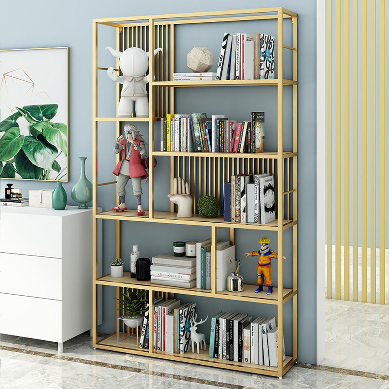 Open Back Shelf Bookcase Glam Style Bookcase for Office and Study Room