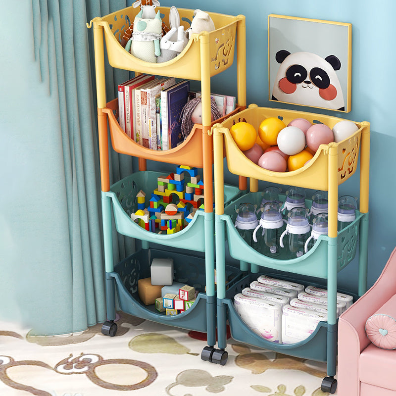 Scandinavian Style Bookcase with Casters Shelf Bookcase for Home and Office