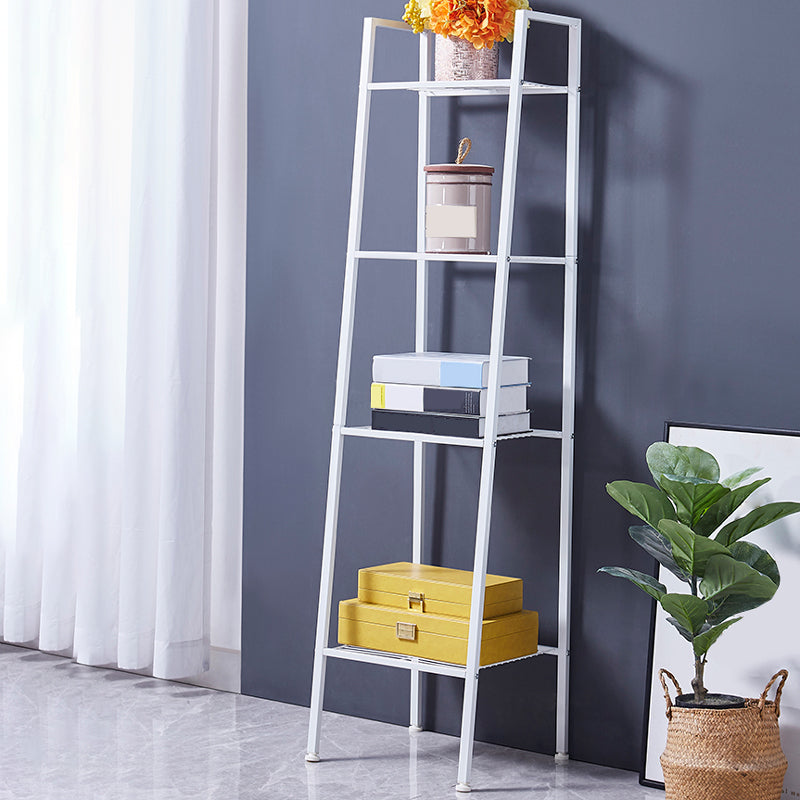 Modern Style Steel Bookshelf Ladder Open Shelf Bookcase for Home