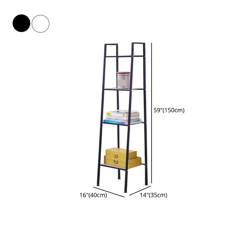 Modern Style Steel Bookshelf Ladder Open Shelf Bookcase for Home