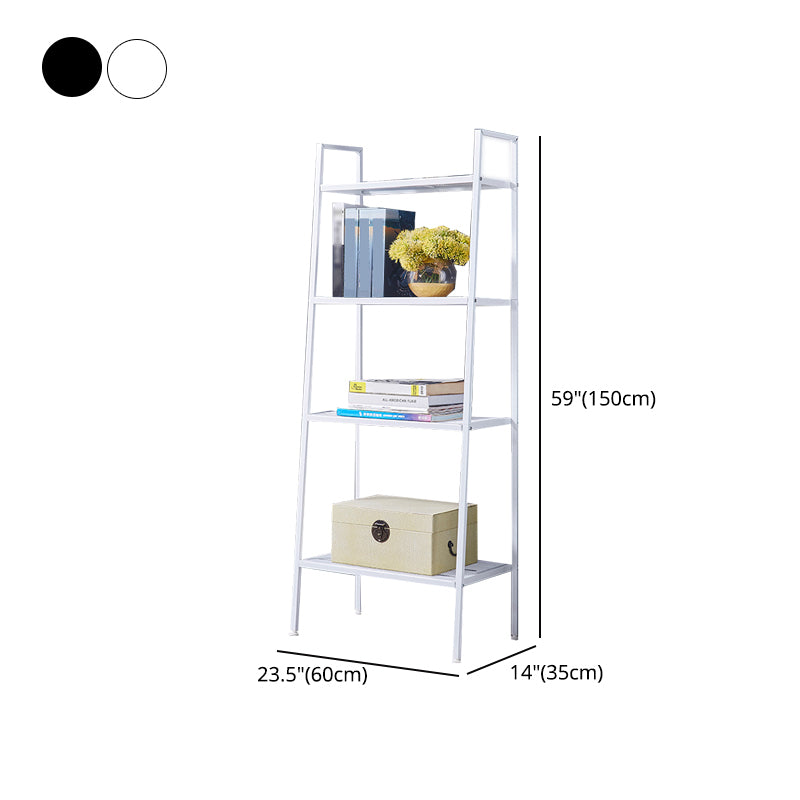 Modern Style Steel Bookshelf Ladder Open Shelf Bookcase for Home