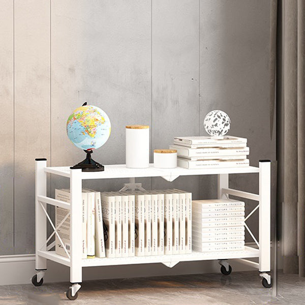 Industrial Geometric Bookcase Metal Open Back Bookcase with Wheels