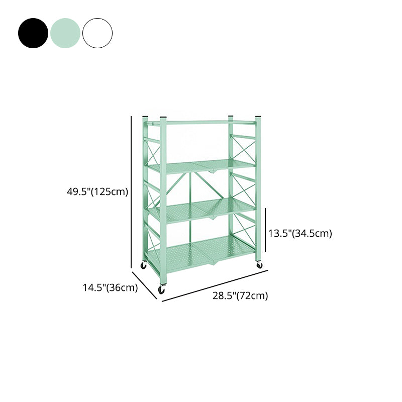 Industrial Geometric Bookcase Metal Open Back Bookcase with Wheels
