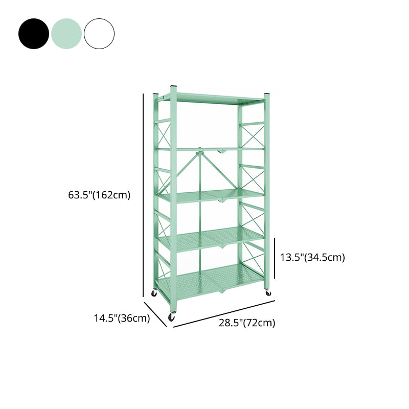 Industrial Geometric Bookcase Metal Open Back Bookcase with Wheels
