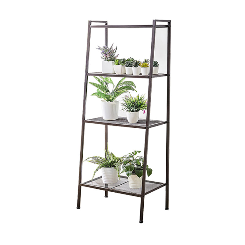 Contemporary Open Ladder Bookshelf Metal Vertical Bookshelf for Home