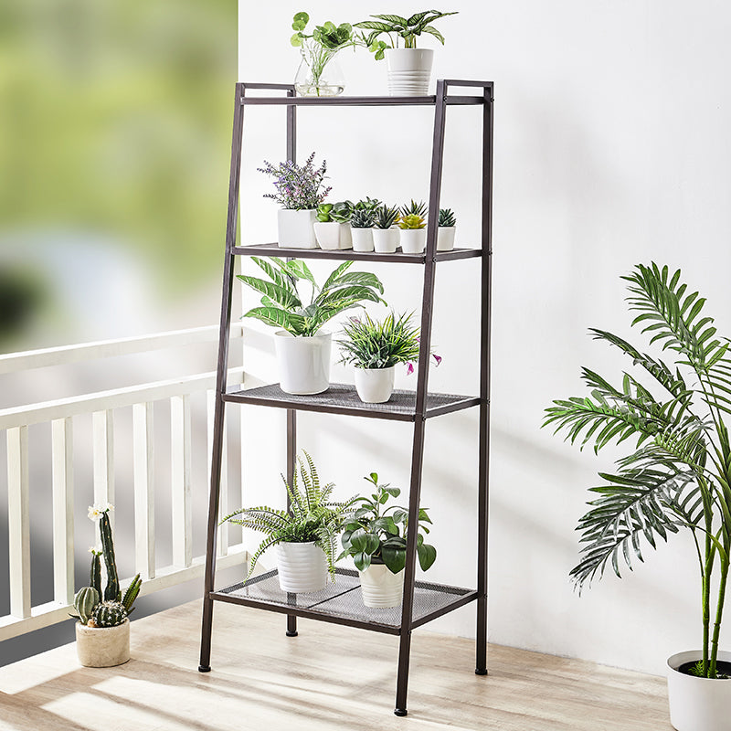 Contemporary Open Ladder Bookshelf Metal Vertical Bookshelf for Home