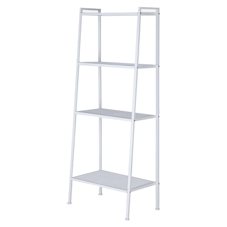 Contemporary Open Ladder Bookshelf Metal Vertical Bookshelf for Home