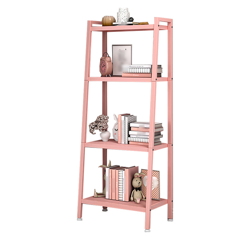 Contemporary Open Ladder Bookshelf Metal Vertical Bookshelf for Home