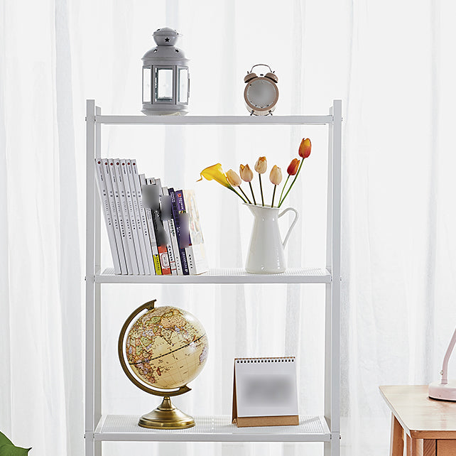 Contemporary Open Ladder Bookshelf Metal Vertical Bookshelf for Home