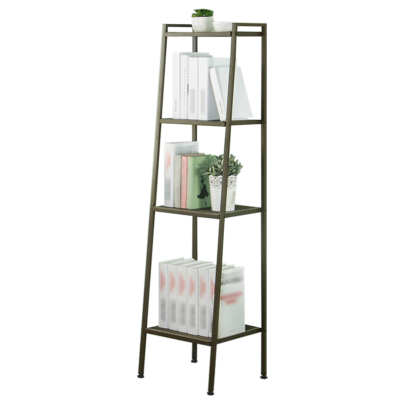 Contemporary Open Ladder Bookshelf Metal Vertical Bookshelf for Home