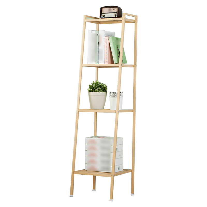 Contemporary Open Ladder Bookshelf Metal Vertical Bookshelf for Home