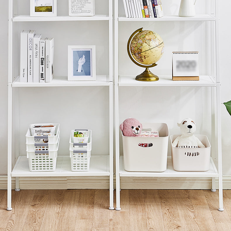 Contemporary Open Ladder Bookshelf Metal Vertical Bookshelf for Home