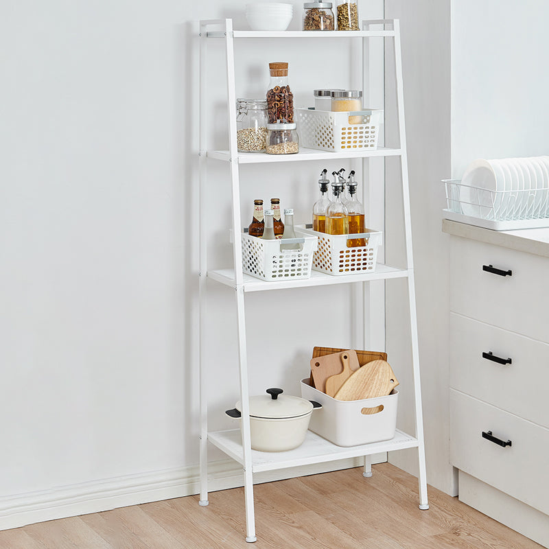 Contemporary Open Ladder Bookshelf Metal Vertical Bookshelf for Home