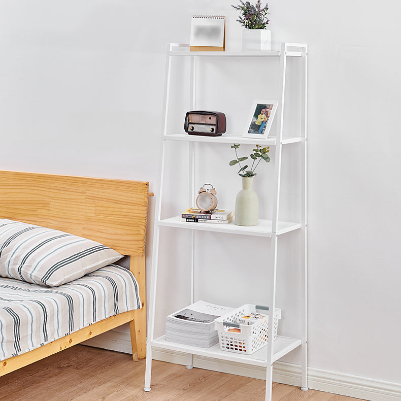 Contemporary Open Ladder Bookshelf Metal Vertical Bookshelf for Home