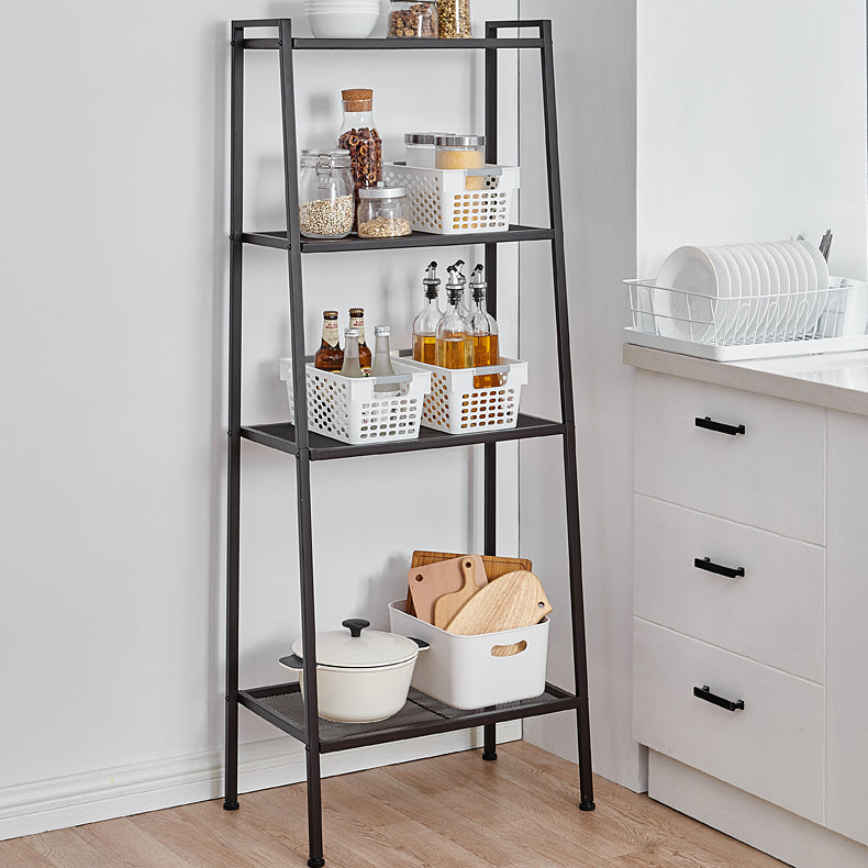 Contemporary Open Ladder Bookshelf Metal Vertical Bookshelf for Home