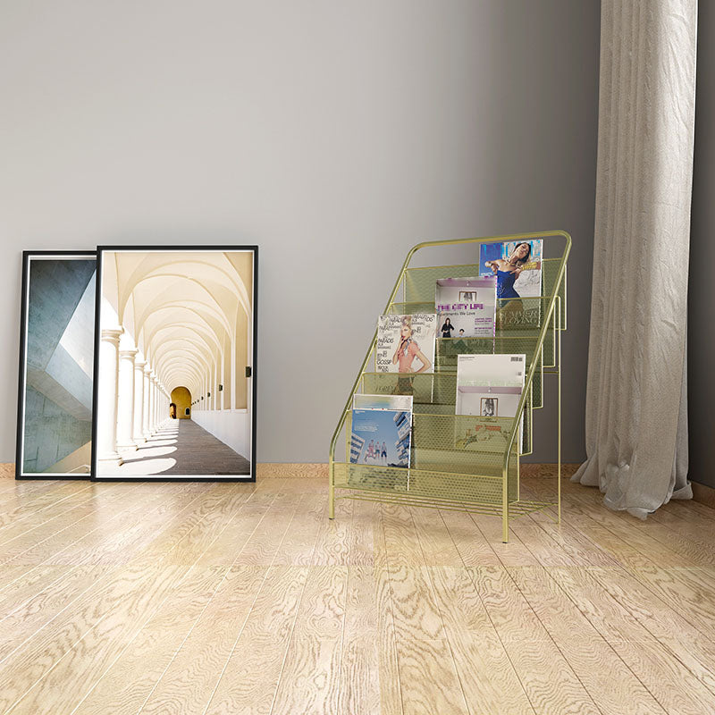 Metal Ladder Bookcase Scandinavian Style Closed Back Book Shelf