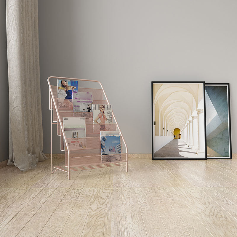 Metal Ladder Bookcase Scandinavian Style Closed Back Book Shelf