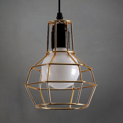 Globe Coffee Shop Hanging Lamp Loft Retro Metallic 1 Head Gold/Silver Finish Pendant Light armatuur met draadframe