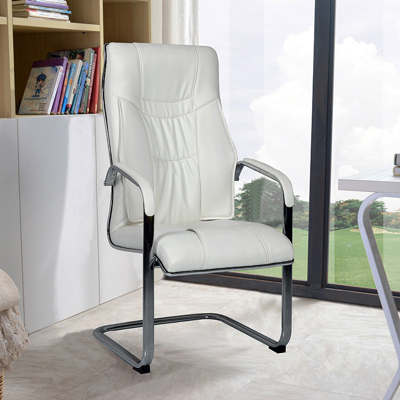 Faux Leather Task Chair Modern High Back Office Chair with Fixed Arms