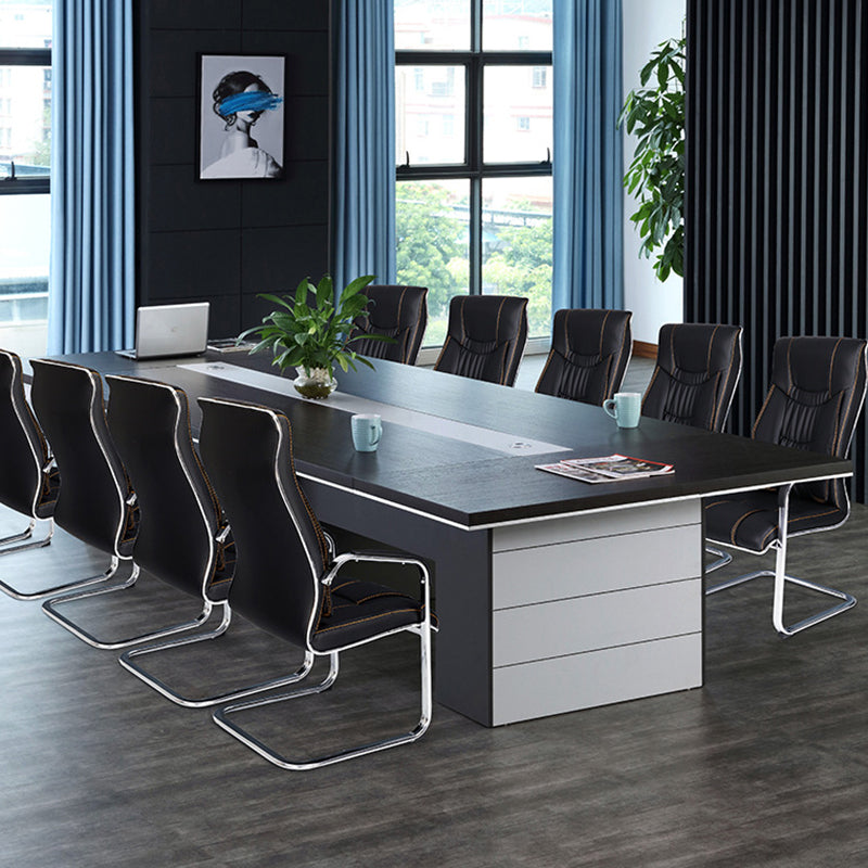 Faux Leather Task Chair Modern High Back Office Chair with Fixed Arms