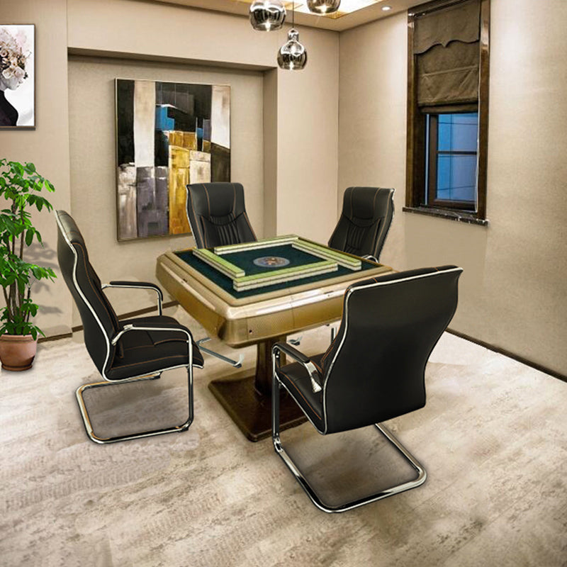 Faux Leather Task Chair Modern High Back Office Chair with Fixed Arms