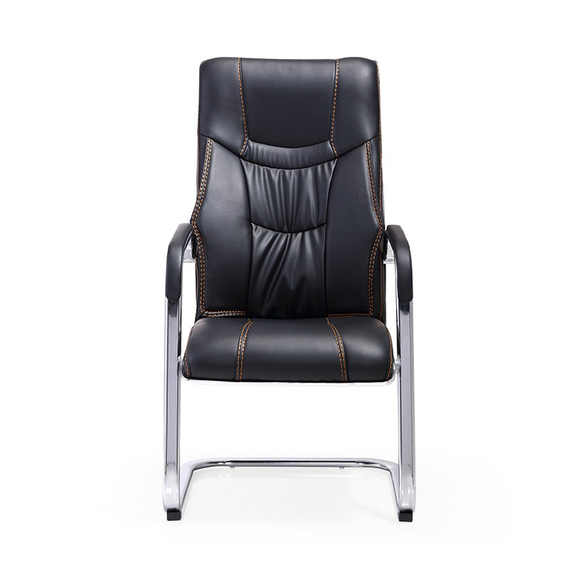 Faux Leather Task Chair Modern High Back Office Chair with Fixed Arms