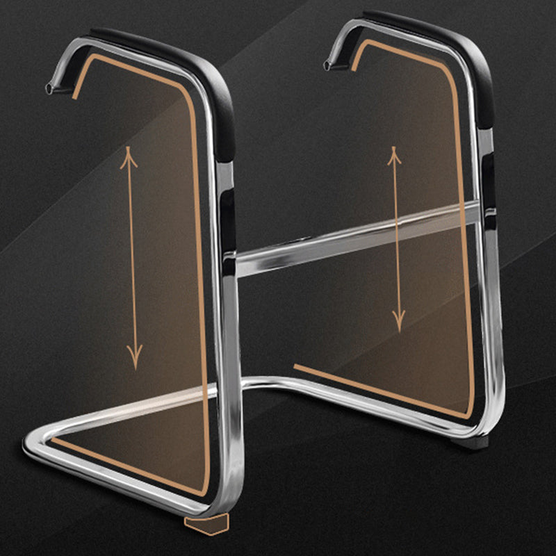 Faux Leather Task Chair Modern High Back Office Chair with Fixed Arms