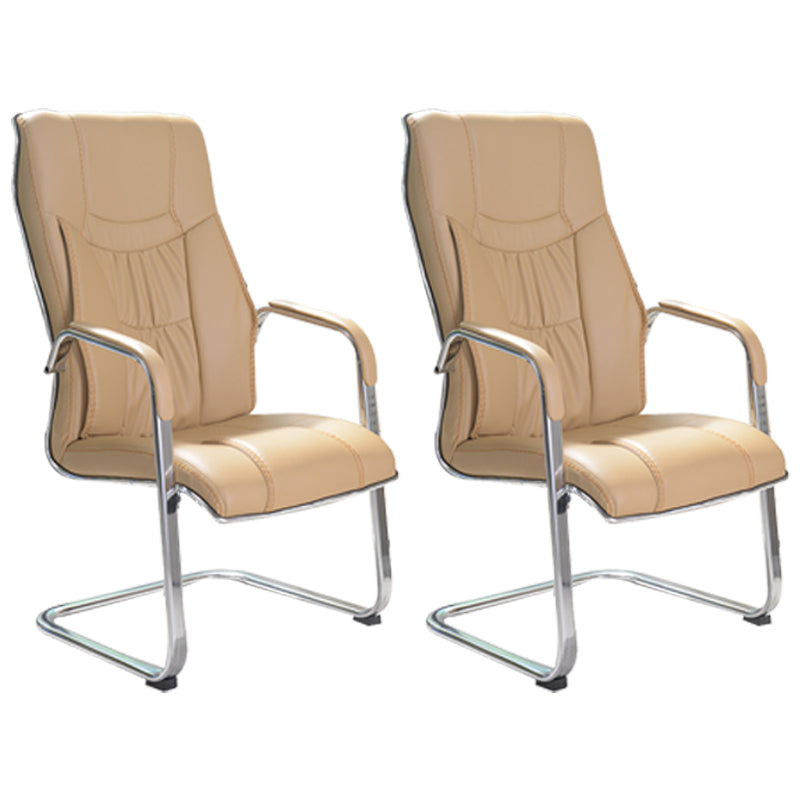 Faux Leather Task Chair Modern High Back Office Chair with Fixed Arms