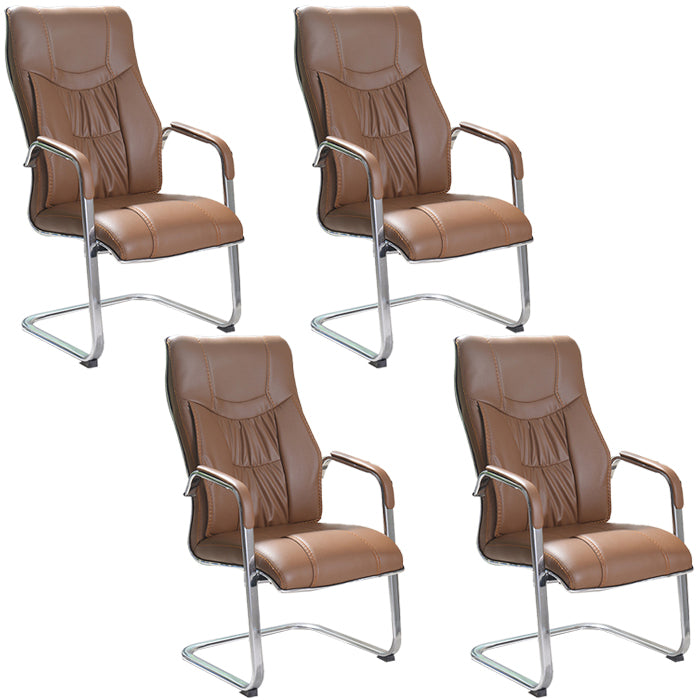 Faux Leather Task Chair Modern High Back Office Chair with Fixed Arms