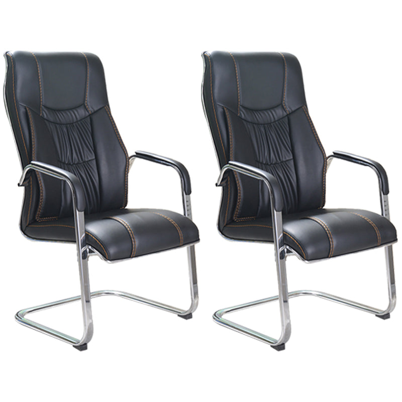 Faux Leather Task Chair Modern High Back Office Chair with Fixed Arms