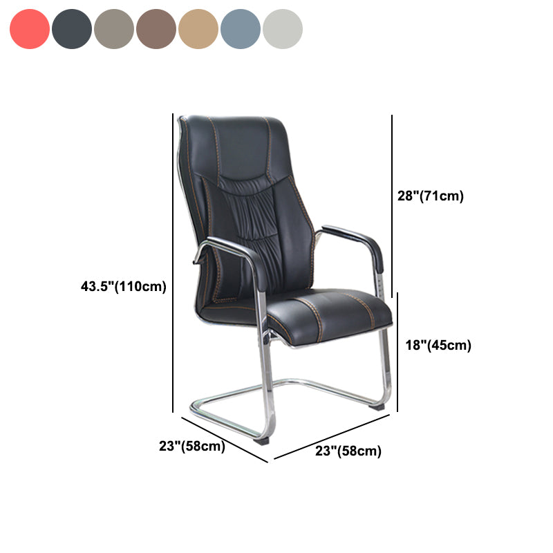 Faux Leather Task Chair Modern High Back Office Chair with Fixed Arms